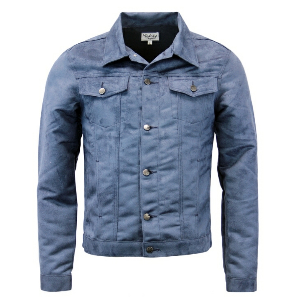 NWT Blue Retro Faux Suede Jacket